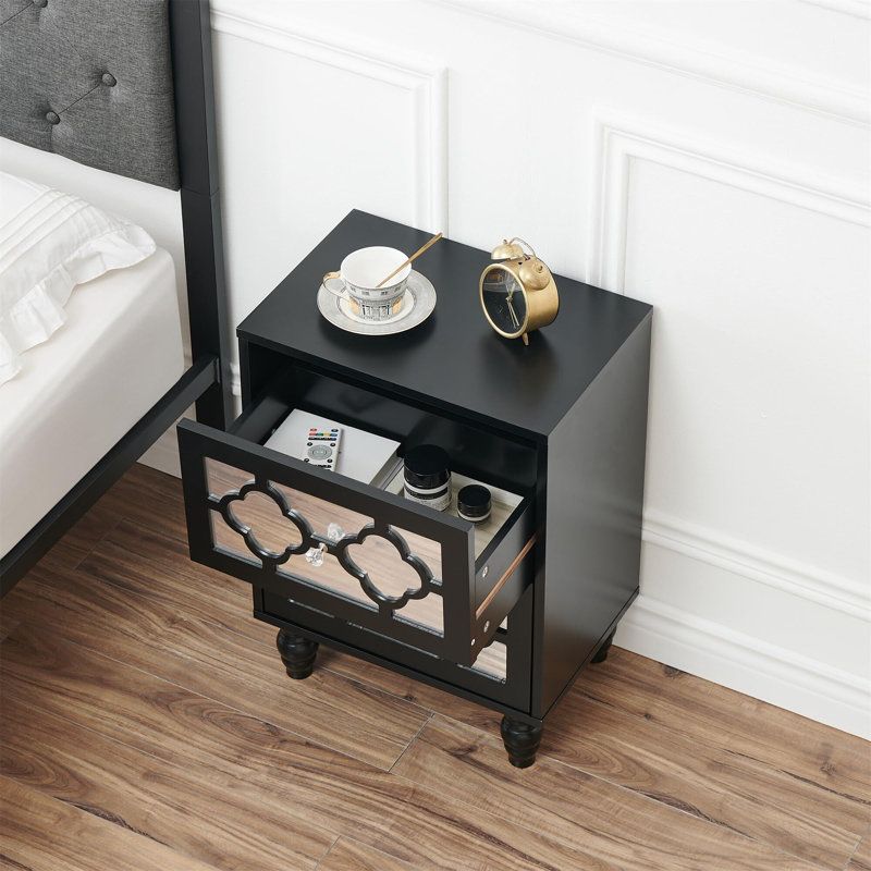 Table de chevet 2 tiroirs Blayz, Noir