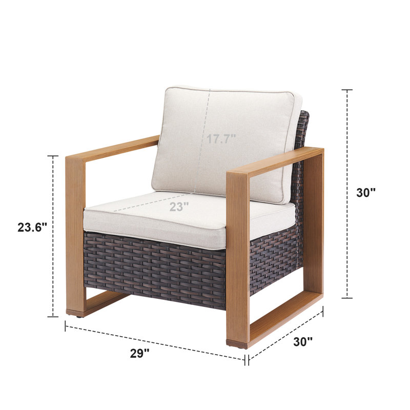 Chaise de patio avec coussins Kelyse, Beige / brun