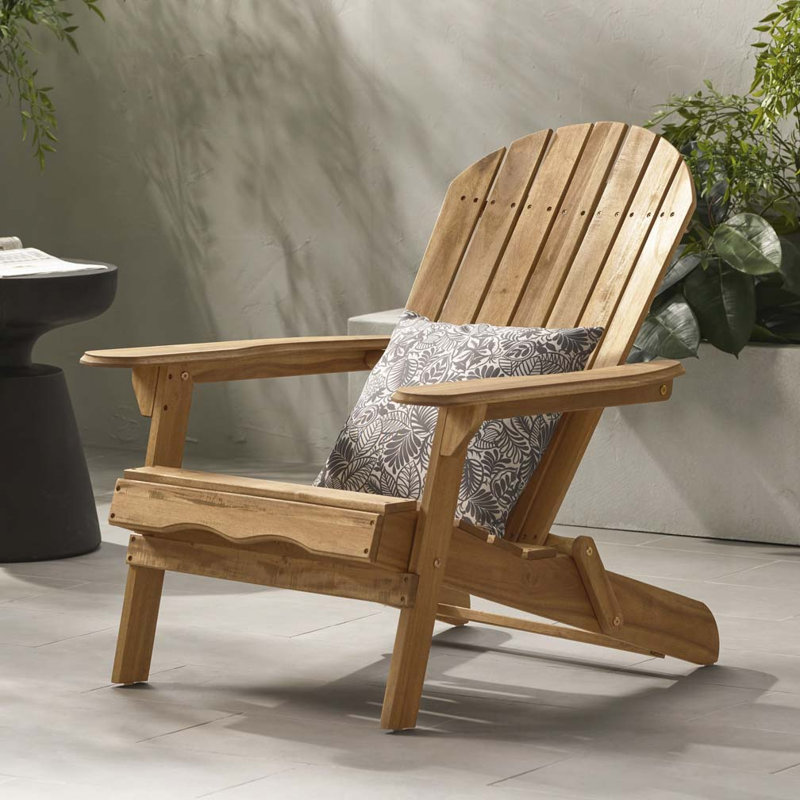 Angeliz Wood Outdoor Lounge Chair, Red