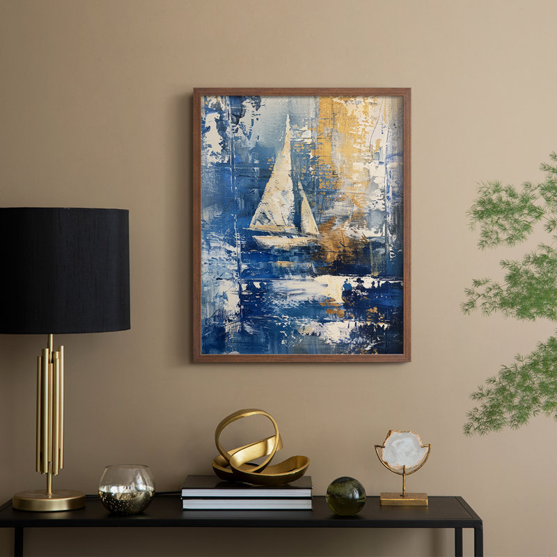 NAUTICAL Series CLxxxiv - reproduction encadrée de qualité supérieure - prête à être accrochée - aucun clou requis, Noyer