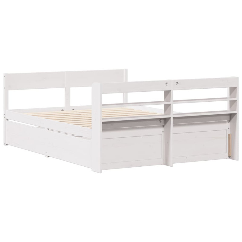Deerfin Solid Wood Storage Bed, Small Double (4'), White