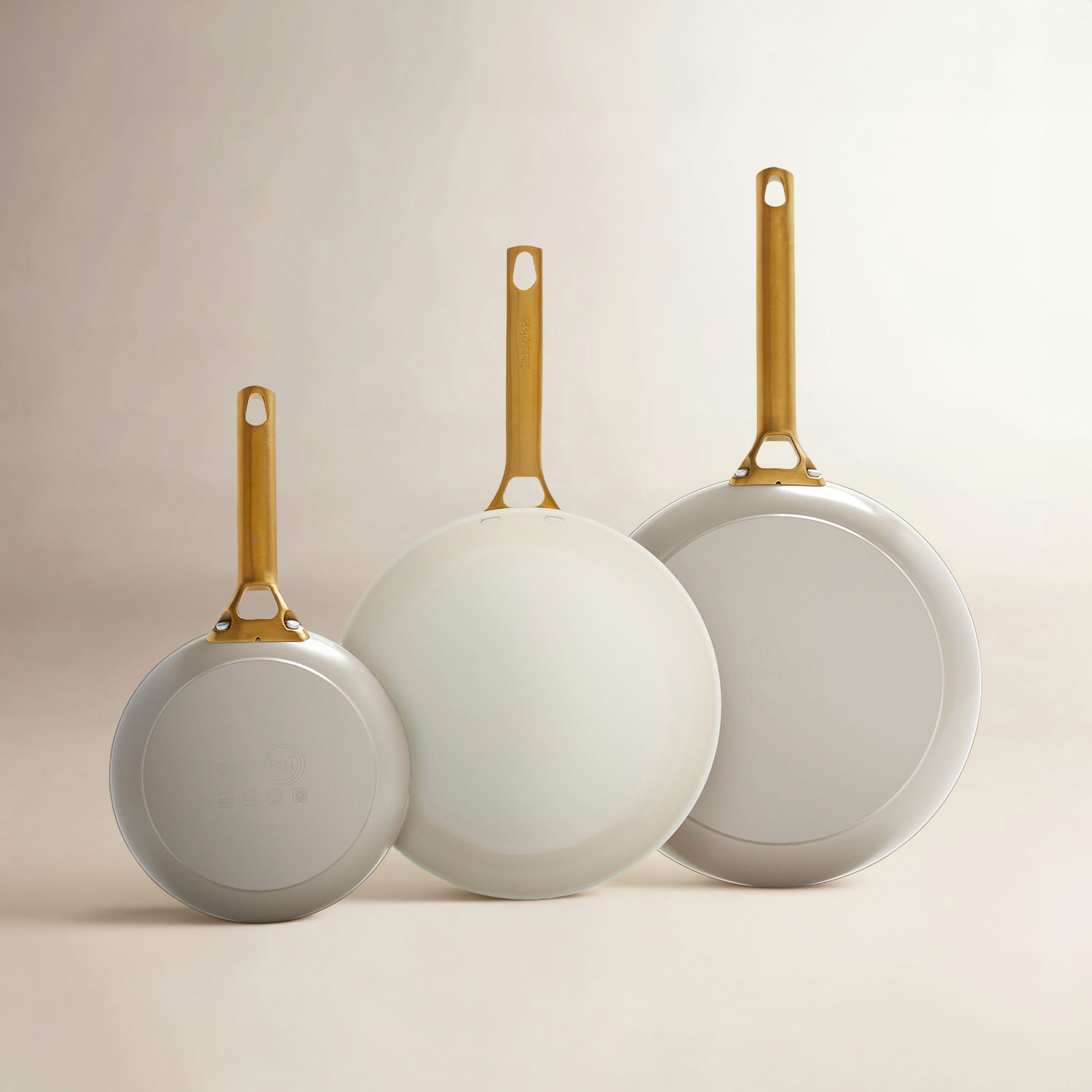 GreenPan Reserve 3-Piece Frying Pan Set, Taupe