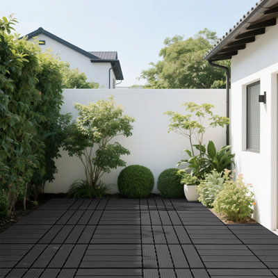 44 Pack 12"X12" Interlocking Deck Tiles, Easy Installation, Weatherproof Low Maintenance Plastic Tiles For Porch, Poolside, Balcony, Backyard, And Indoor Use