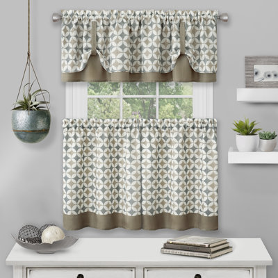 Mortensen Geometric Tailored Kitchen Curtain