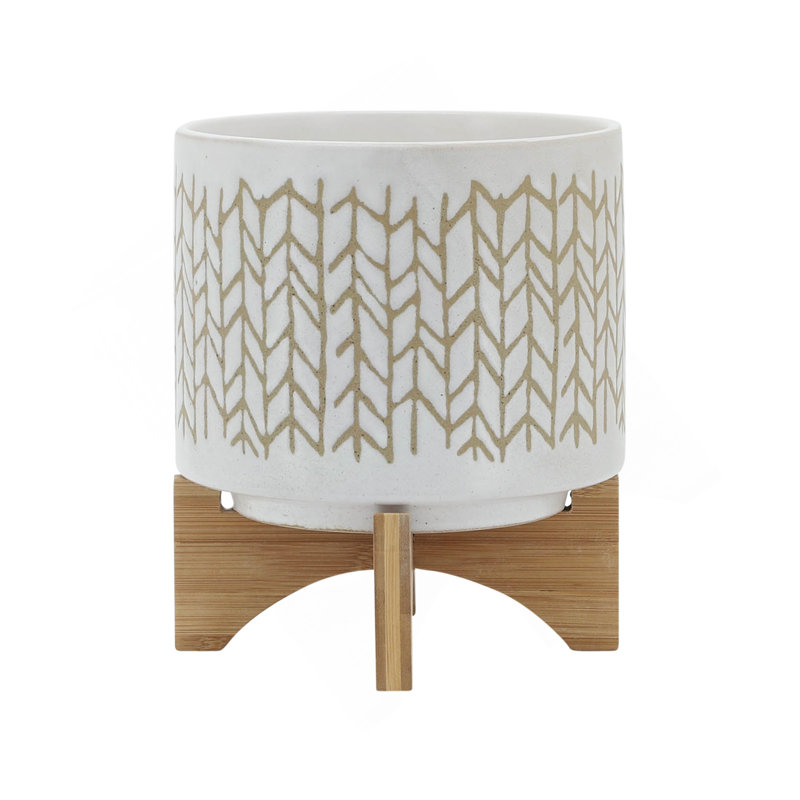 PLATEAU DE 8 po AVEC SUPPORT EN BOIS, BEIGE