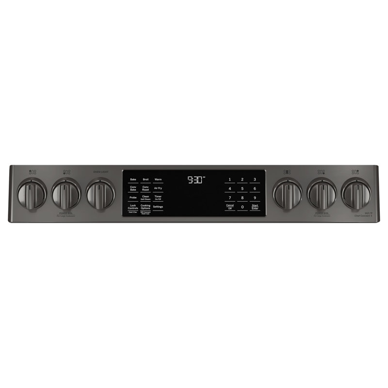 30" 5.6 cu. ft. Smart Slide-in Gas with Griddle, Black Stainless