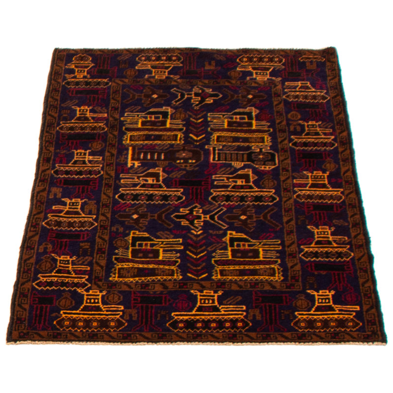 Tapis bleu foncé Maara Rare War 2 pi 11 po x 4 pi 8 po