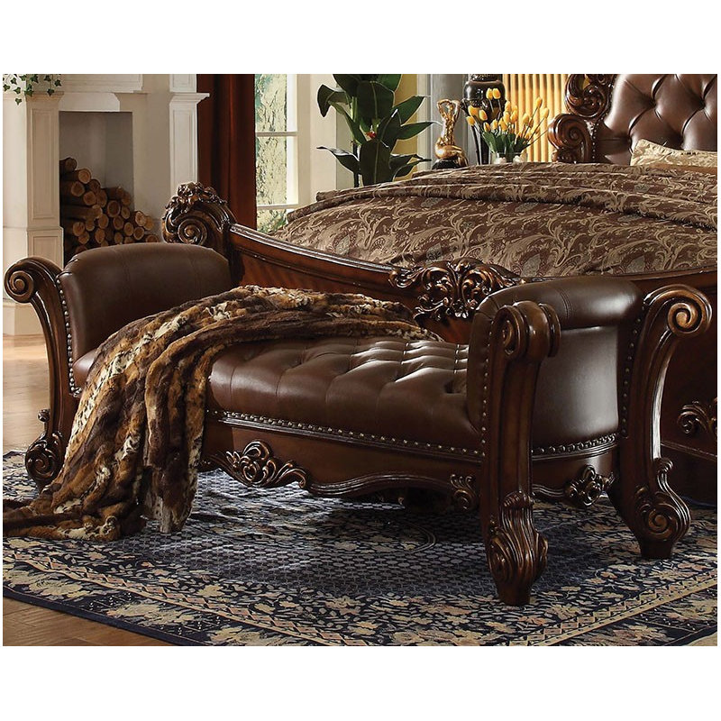 Carlene Upholstered Bench, Cherry