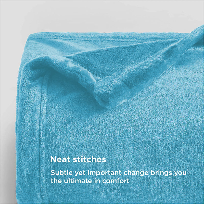 Jyon Soft Touch Mink Faux Fur Throw/Blanket, Single, Light Blue