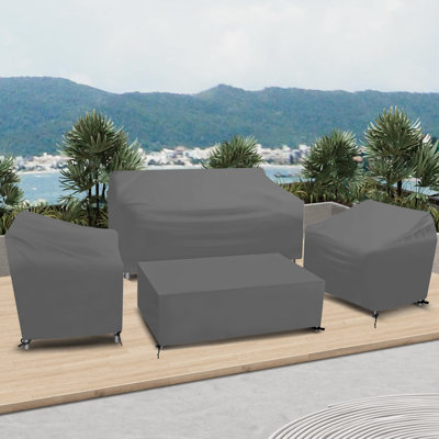 Housses pour meubles de patio, housses pour ensemble de conversation pour l'extérieur 4 pièces, housses pour meubles de jardin robustes