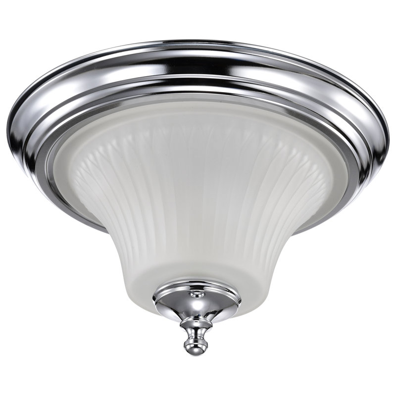 Hinde Glass Flush Mount, 8.25" H x 13.25" W, Polished Chrome