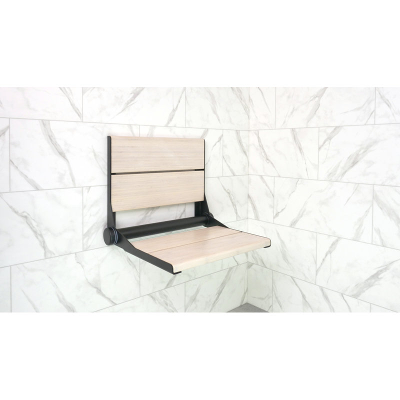 INVISIA SerenaSeat Pro Stainless, 26" Width, Light Stain, Matte Black Frame