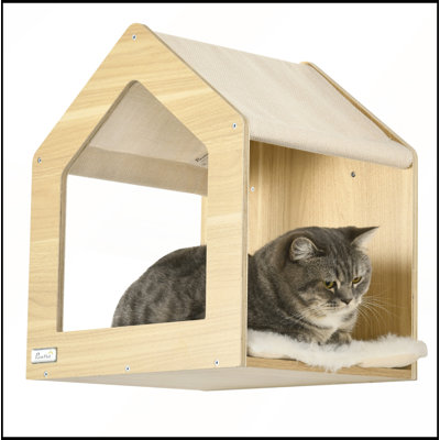 Arbre à chat mural unique PawHut avec 10 niveaux, perchoirs réglables et hamacs confortables pour félins actifs