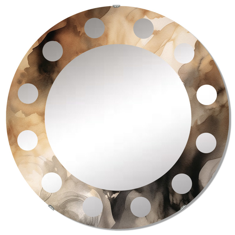 Miroir mural brun et crème, 32 po x 32 po