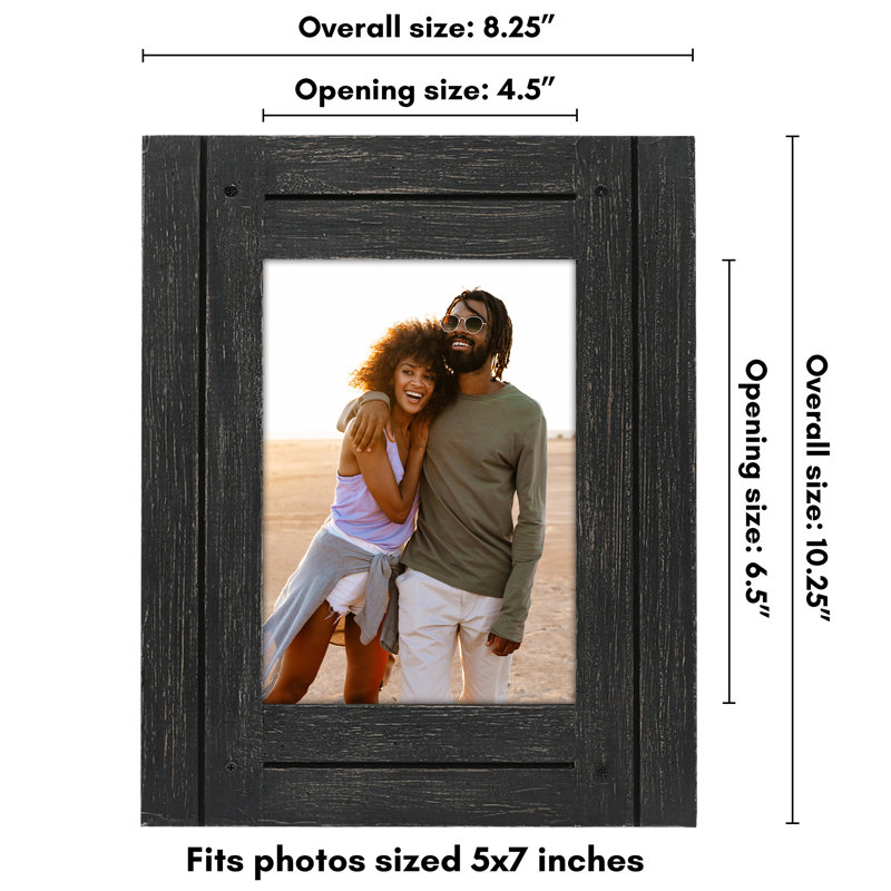 Charcoal Black 5x7 Distressed Wood Picture Frame