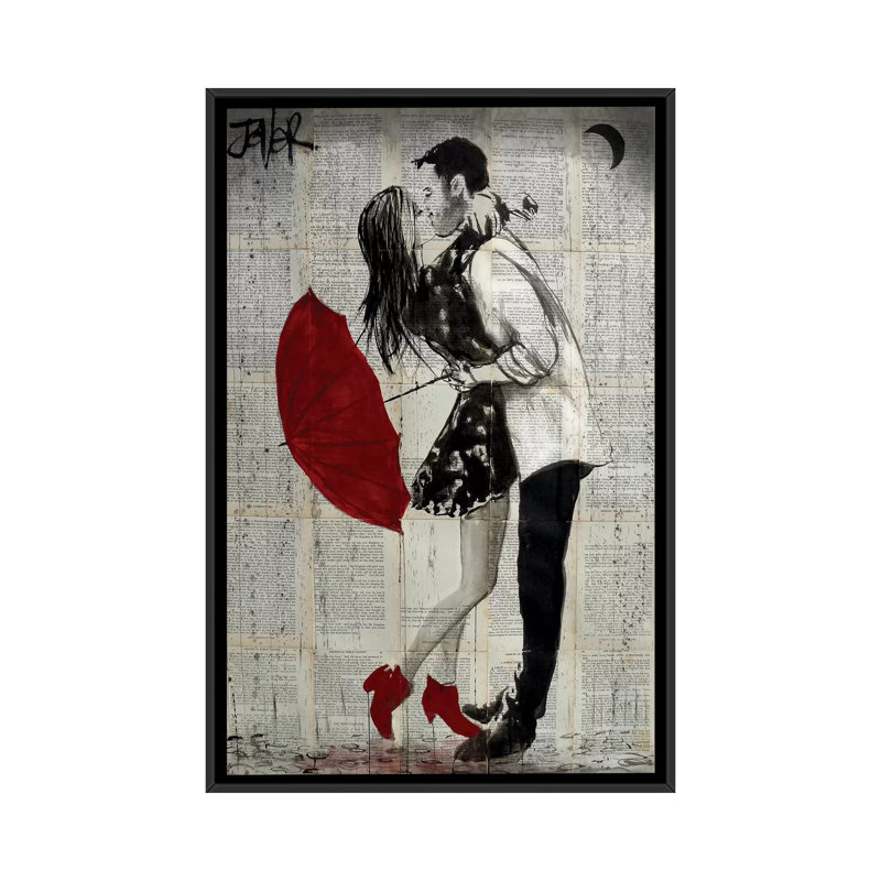 «Never Mind The Rain», reproduction sur toile, H 26 po x l 18 po x P 1,5 po, Toile avec cadre noir, Pas de tapis