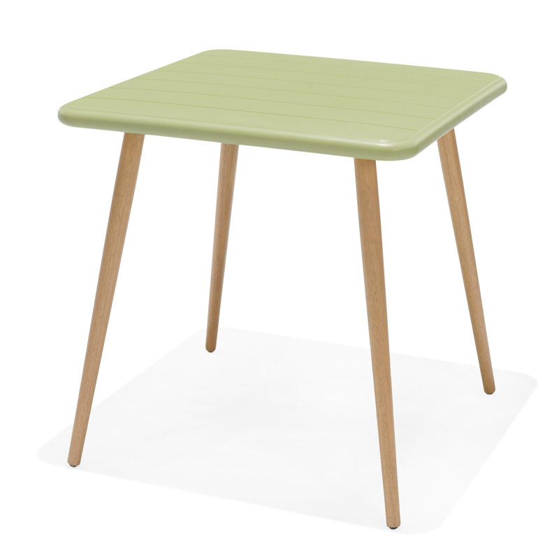 LifestyleGarden Fiji FSC Wood and Resin Outdoor Patio Honey Yellow Dining Table, Green