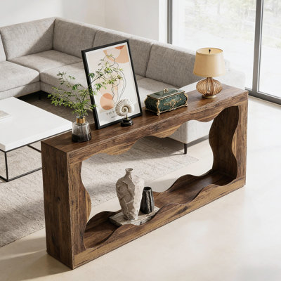 Elegant Farmhouse Chic Console Table With Two-Tier Storage, Ideal For Modern And Rustic Home Decor