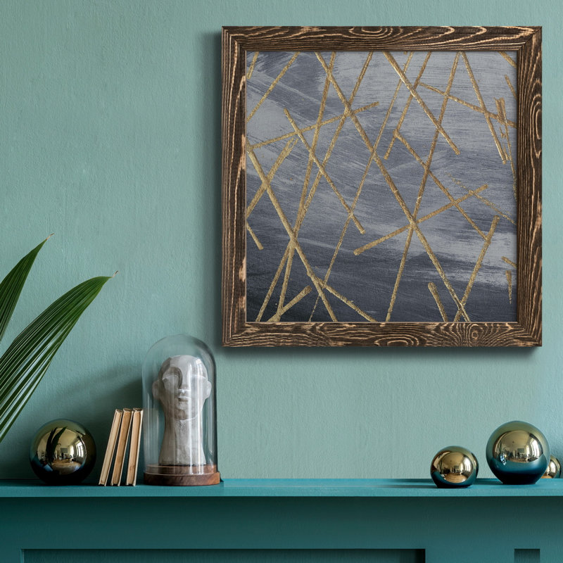 " Gold Matrix ", Brown Framed, 31.5" H x 31.5" W x 1" D, No Mat