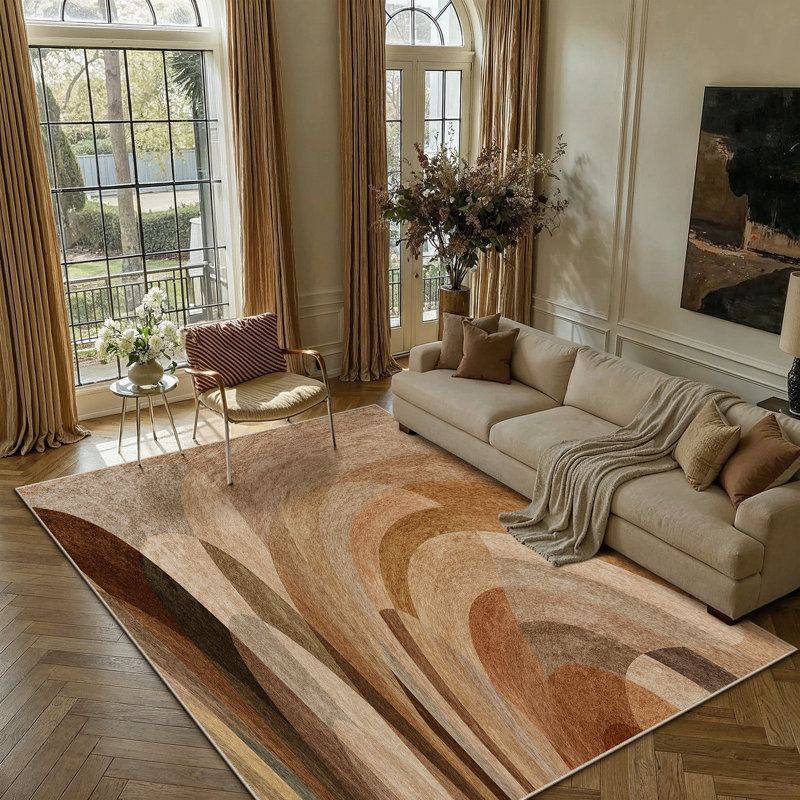 Elsie Modern Abstract Washable Area Rugs With Non-Slip Backing, Rectangle 9' x 12'
