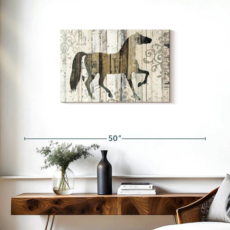 Cheval foncé Brampt filigrane, H 20 po x l 30 po
