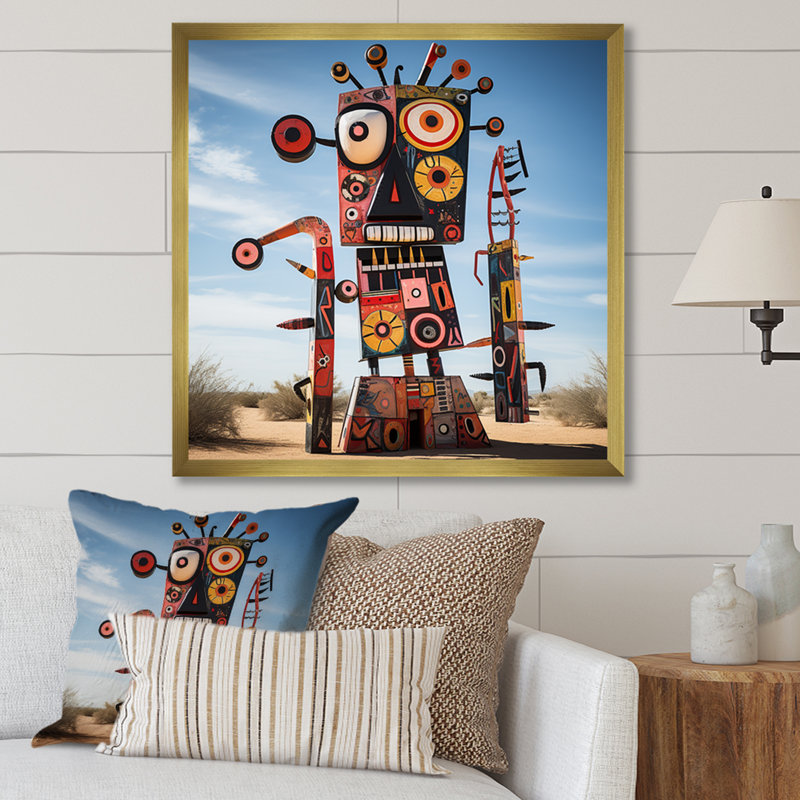 Statue psychédélique mexicain V - fruits, art mural, H 16 po x l 16 po x P 1 po, Cadre doré simple