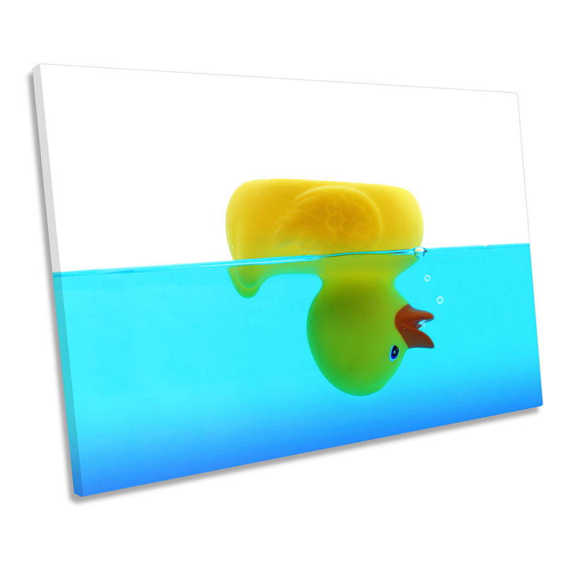 Rubber Duck Upside Down Bathroom - Wrapped Canvas Print, 40.6cm H x 61cm W x 2cm D