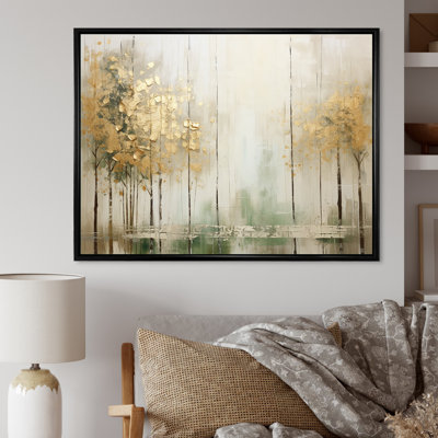 «Minimalisme beige et forêt dorée II», reproduction d'art sur toile