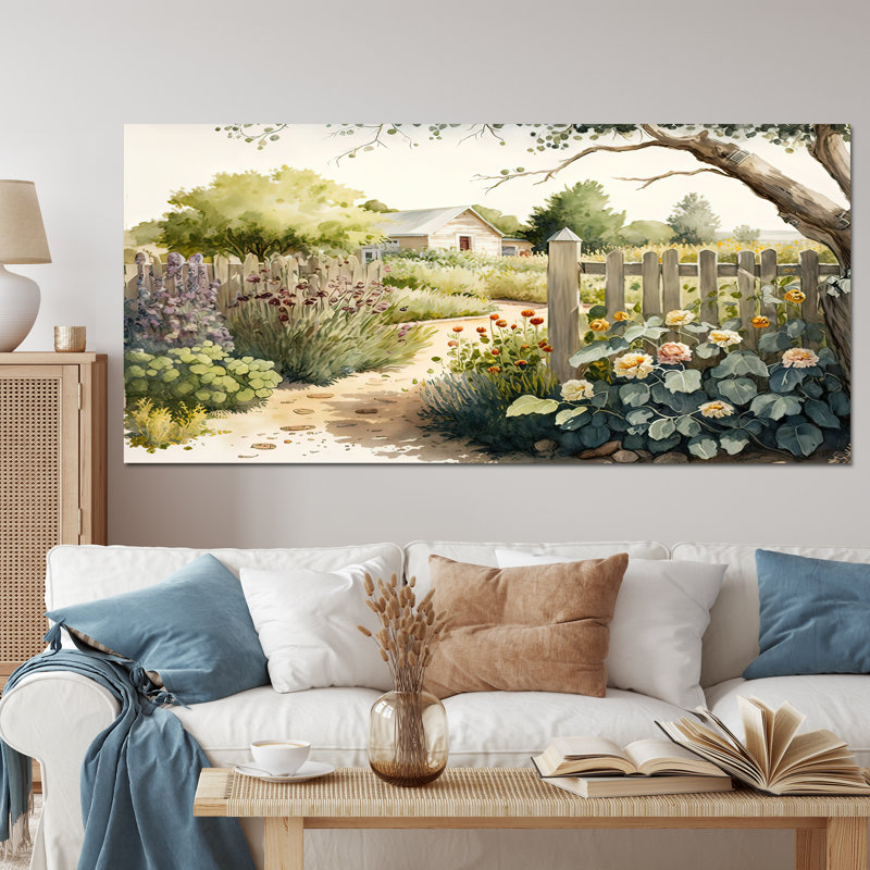 Ferme, jardin frais II - ferme, art mural, Gold Picture Framed, 12" H x 20" W