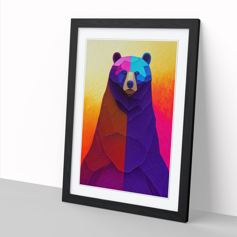 FRM-V0523-219X Bear Vol.2 - Single Picture Frame Print, 46cm H x 34cm W x 2cm D, Oak Framed