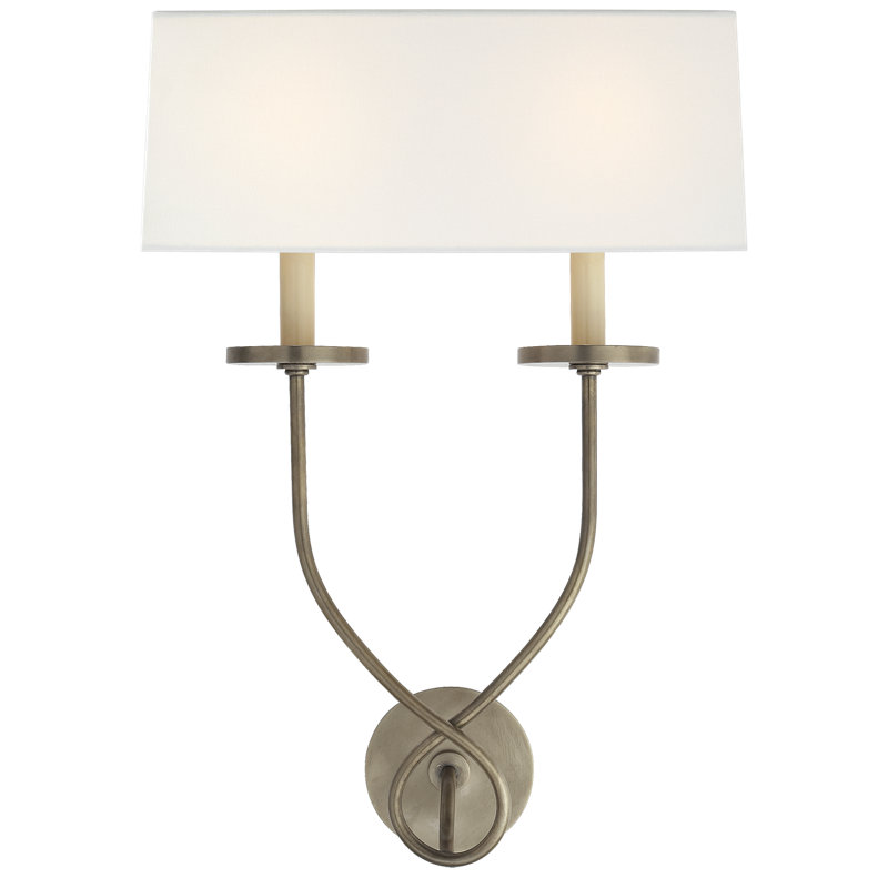 Chapman & Myers Symmetric Twist Double Sconce, Antique Nickel, Fabric