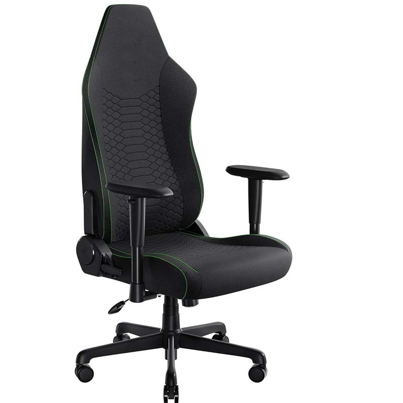 Ergonomic Gaming Chair: Built-In Lumbar Support - Widened Seat - High Density Foam Cushions - Adjustable 152 Degree Recline - 2D Armrests - Plush Fabric Finish