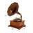 Wood Functional Brown Gramophone with Record