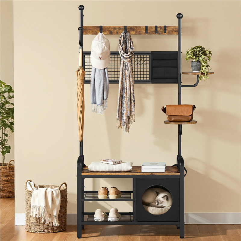Hall Tree 109cm Wide with Bench and Shoe Storage