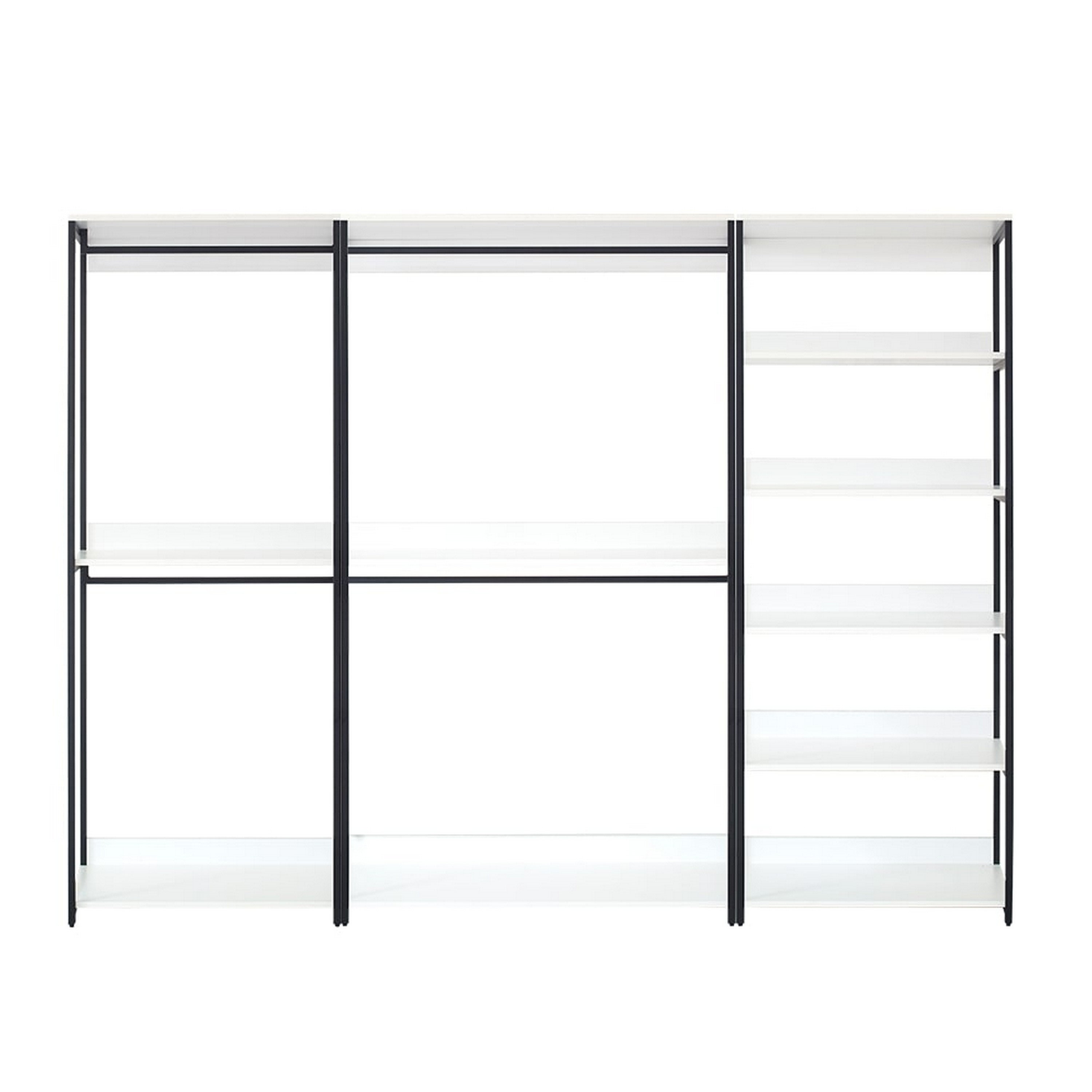 Benjara Cox Modular Closet System, 4 Hanging Rods, 9 Shelves, Black ...