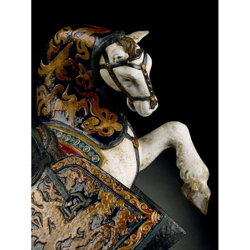 Oriental Horse Statue, Yellow/Brown