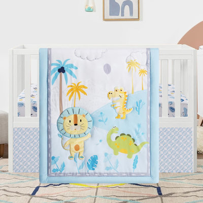 3 Piece Soft Baby Bedding Set Including Quilt, Fitted Crib Sheet And Crib Skirt