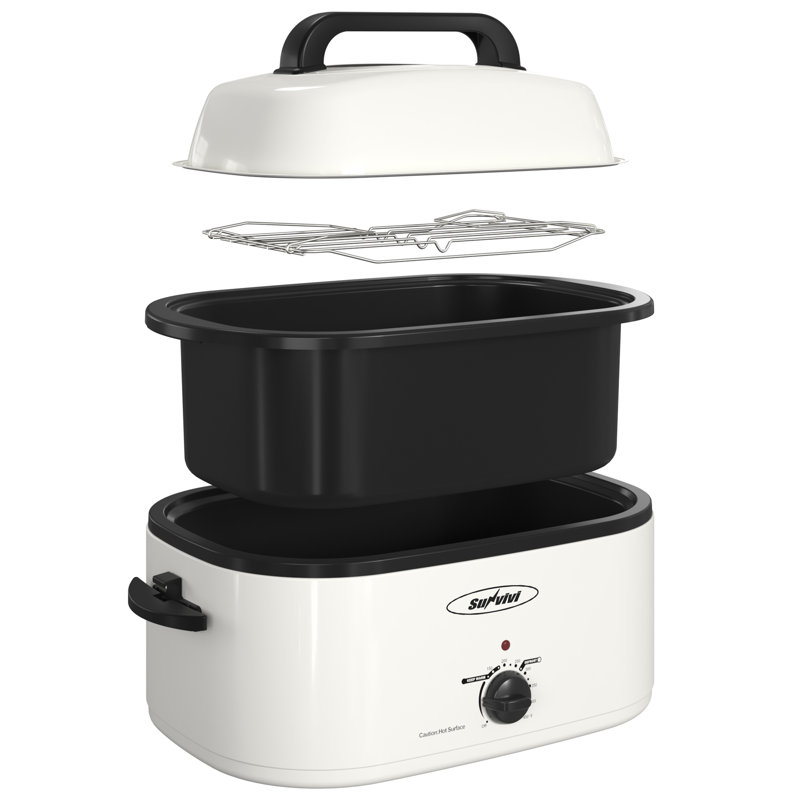Sunvivi Electric Roaster Oven with Removable Pan, White, 18 quarts