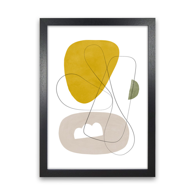 Abstraction With Grey Lines I - Print, Black Framed, 63cm H x 46cm W x 3cm D