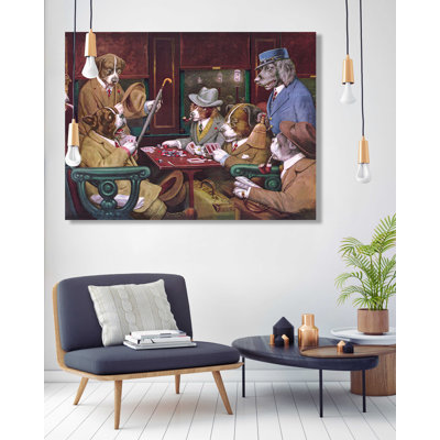 " Cute Dogs Playing Pokers " Painting Print