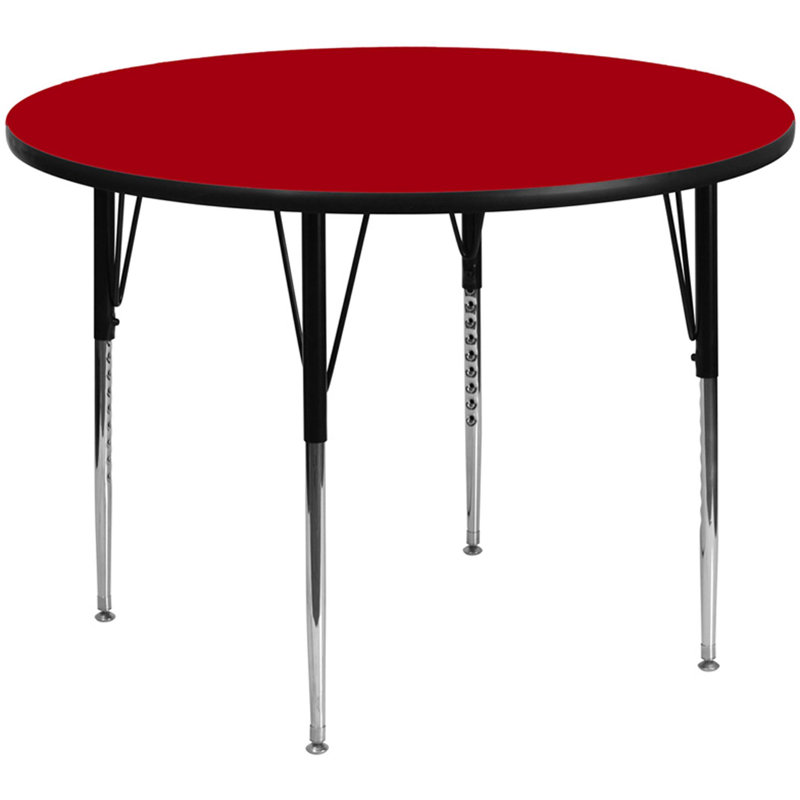 Red Round Laminate Activity Table with Adjustable Legs
