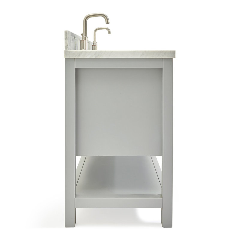 Magnolia Bath Vanity Oval Basin, Gray, Carrara White Marble, Rectangle 