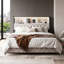 EU Double & King Velvet Storage Bed With 4 Drawers & LED Headboard, Upholstered Bed Frame With USB Ports, Beige-1289914650