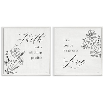 Faith & Love Sentiments 2 Piece Framed Giclee Art Set, design by Natalie Carpentieri