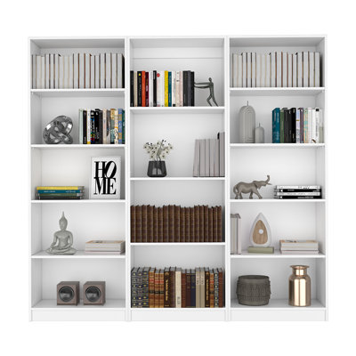 Ensemble de salon 3 pièces avec 3 bibliothèques, blanc