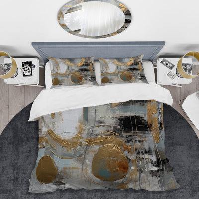 Ensemble de housse de couette en microfibre / polyester doré et gris Radical Simplicity II