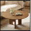 Table basse 31,5 pouces ronde en placage de bois de frêne rustique pour petit salon