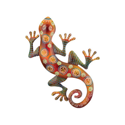24 Inch Maha Gecko Wall Decor Metal Indoor Outdoor Wall Decor Standard