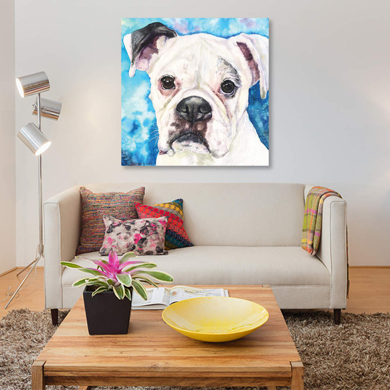 « white boxer ii », reproduction sur toile, H 12 po x l 12 po x P 1,5 po, Toile tendue, Pas de tapis