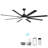 72 Inch Modern Large Design Ceiling Fans With Smart Remote Control 6 Wind Speed DC Motor Black For Living Room